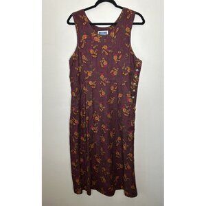 Vintage Bryn Connelly Floral Jumper Dress Pockets Cottagecore Grandma Size 10